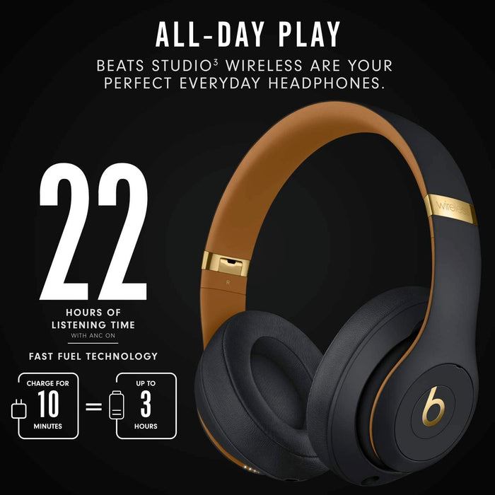 Beats Studio3 Wireless Noise Cancelling Over-Ear Headphones - Apple W1 Headphone Chip, Class 1 Bluetooth, Active Noise Cancelling, 22 Hours of Listening Time, Built-In Microphone - Midnight Black