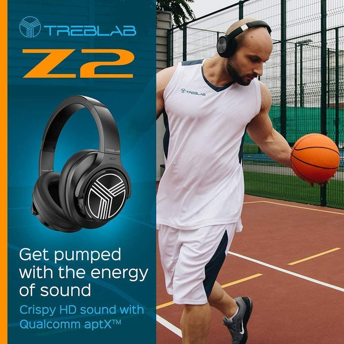 TREBLAB Z2 - Ultra Premium over Ear Wireless Headphones - Hyperhd Sound, High-End Bluetooth Stereo Aptx, Active Noise Cancelling ANC Microphone, 35H Battery, Best Sports Gym Workout Travel Auriculares