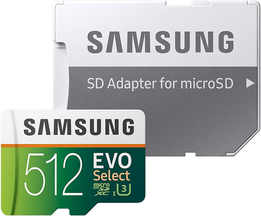 EVO Select 512GB Microsdxc UHS-I U3 100Mb/S Full HD & 4K UHD Memory Card with SD Adapter (MB-ME512HA/EU)
