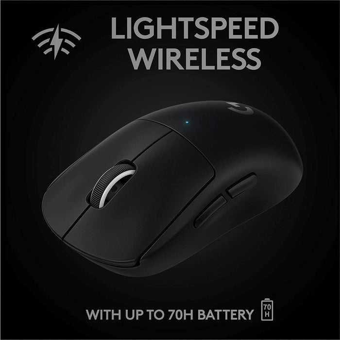 Logitech G PRO X SUPERLIGHT Wireless Gaming Mouse, HERO 25K Sensor, Ultra-Light with 63G, 5 Programmable Buttons, 70 Hours Battery Life, Zero Additive PTFE Feet, Pc/Mac - Black