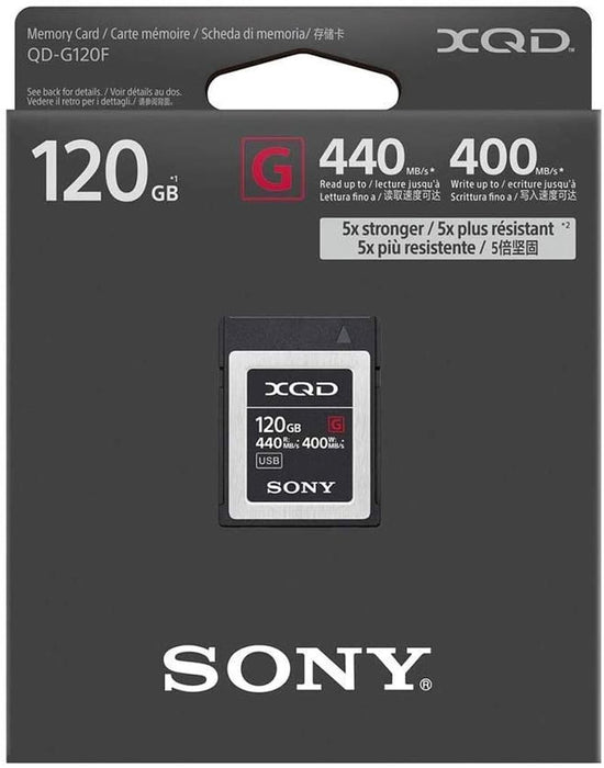 Sony 120GB (128GB Pre Format) 5X TOUGH XQD Flash Memory Card - High Speed G Series ( Read 440Mb/S and Write 400Mb/S) - QDG120F