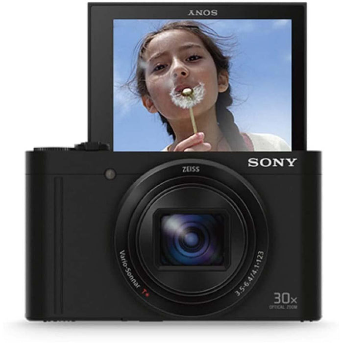 Sony DSC-WX500 Digital Compact High Zoom Travel Camera with 180 Degrees Tiltable LCD Screen - Black
