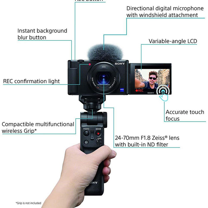 Sony Vlog camera ZV-1 black -Like new